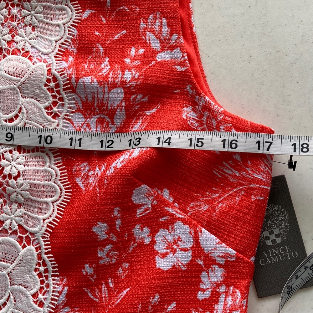 Vince Camuto Orange Floral Lace Insert Dress - Picture 7 of 9